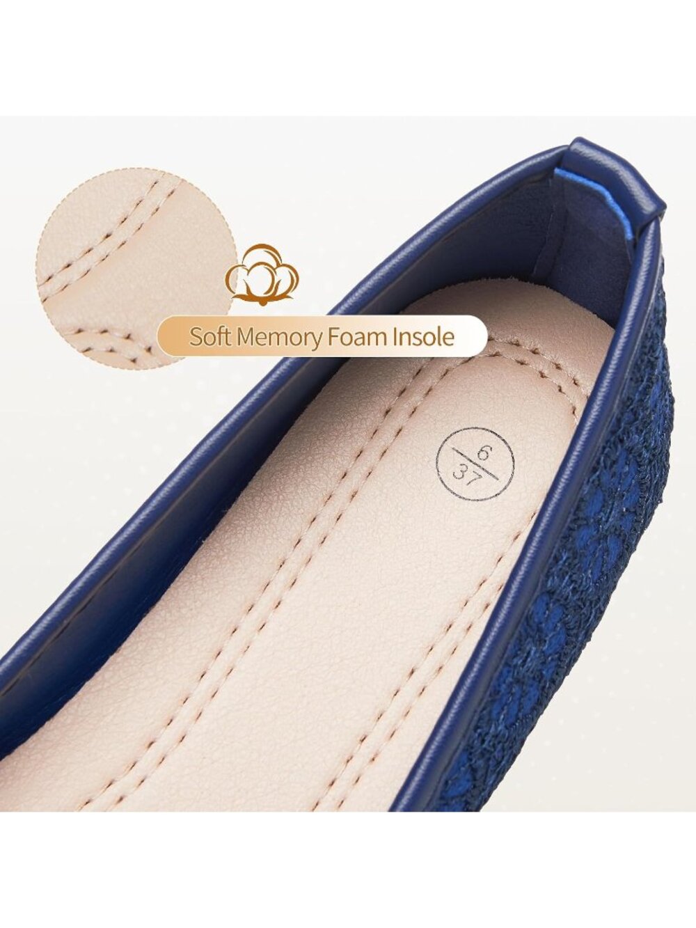 Women's Blue Point Toe Comfortable Dressy Slip on Casual Bow Ballet Flat Shoes - Picture 5 of 6